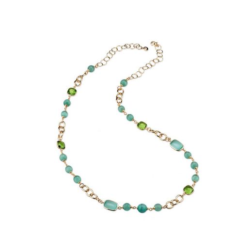 Bronze Necklace 90cm Sovrani J7718 Estelle Golden Green Stones