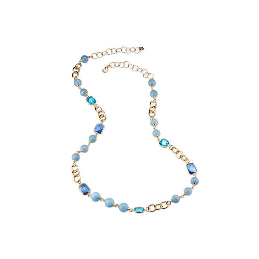 Bronze Necklace 90cm Sovrani J7782 Josette Gold Blue Stones