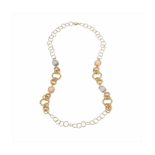 Bronze Necklace 90cm Sovrani J8718 Golden Crystals Gray Pink