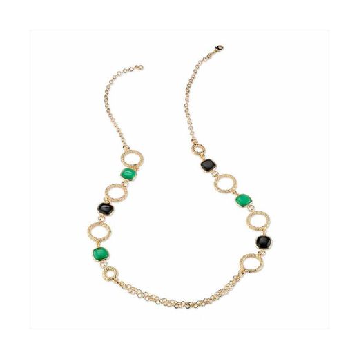 Bronze Necklace 90cm Sovrani J8721 Gold Green Crystals Black