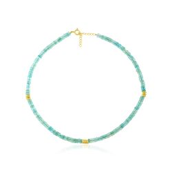 Collar Bronce Dorado Mujer CBM0013DOJA Piedras Minerales Jade Azul