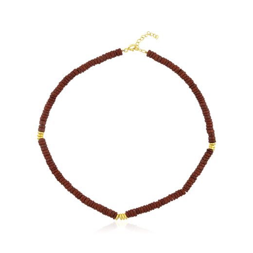 Collar Bronce Dorado Mujer CBM0013DOJR Piedras Minerales Cuarzo Rosa