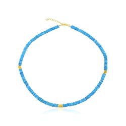 Collar Bronce Dorado Mujer CBM0013DOTU Piedras Minerales Turquesa