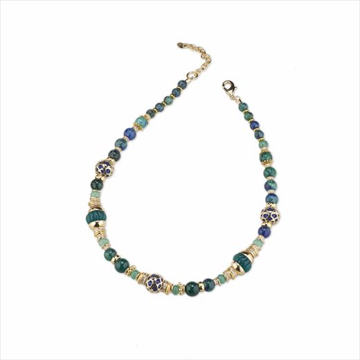 Collar Bronce Dorado Sovrani Mujer J11462 Piedras Verdes 50+6cm