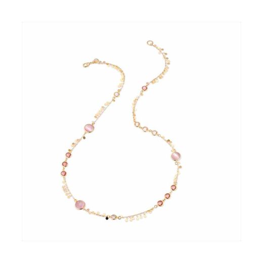 Collar Bronce Dorado Sovrani Mujer J11500 Piedras Rosa 84cm