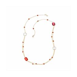 Collar Bronce Dorado Sovrani Mujer J11520 Piedras Rojas Bicolor Blancas 90cm