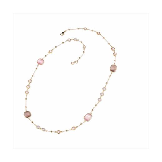 Collar Bronce Dorado Sovrani Mujer J11531 Piedras Rosa Bicolor Lila 94cm