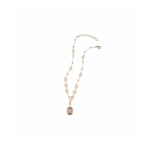 Collar Bronce Dorado Sovrani Mujer J11533 Piedra Rosa Cuadrada 40+5cm