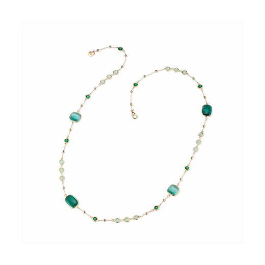 Collar Bronce Dorado Sovrani Mujer J11538 Piedras Verdes 94cm