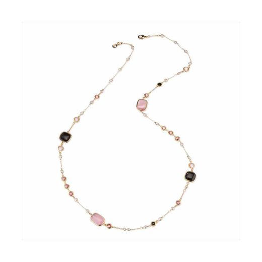 Collar Bronce Dorado Sovrani Mujer J11544 Piedras Negras Bicolor Rosa 95cm