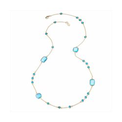 Collar Bronce Dorado Sovrani Mujer J11550 Piedras Azul Claro 93cm