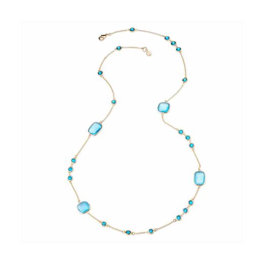 Collar Bronce Dorado Sovrani Mujer J11550 Piedras Azul Claro 93cm