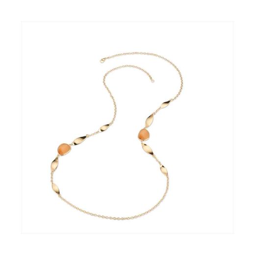 Collar Bronce Dorado Sovrani Mujer J12371 Piedras Naranja & Óvalos Lisos 93cm