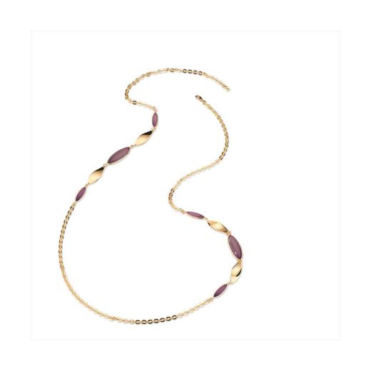 Collar Bronce Dorado Sovrani Mujer J12383 Óvalos Alargados Piedra Rosa 93cm