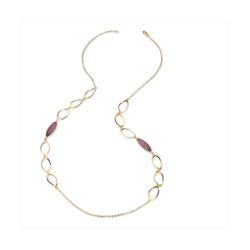 Collar Bronce Dorado Sovrani Mujer J12386 Piedras Lila & Óvalos Calados 90cm