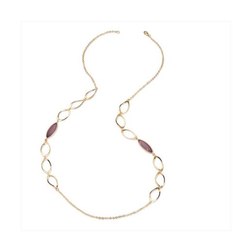 Collar Bronce Dorado Sovrani Mujer J12386 Piedras Lila & Óvalos Calados 90cm