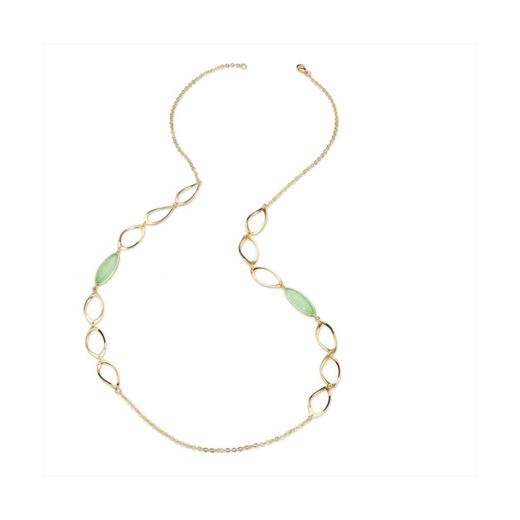 Collar Bronce Dorado Sovrani Mujer J12389 Óvalos Alargados Verde Agua 90cm