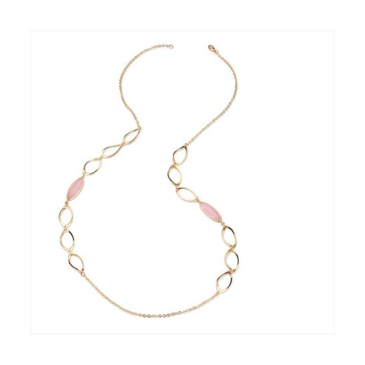 Collar Bronce Dorado Sovrani Mujer J12392 Piedras Rosa C. Óvalos Calados 90cm