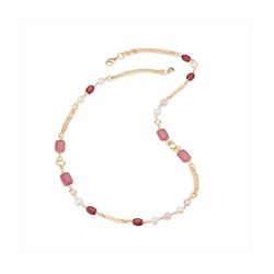 Collar Bronce Dorado Sovrani Mujer J12400 Perlas & Piedras Rosa Bicolor Rojas 86cm