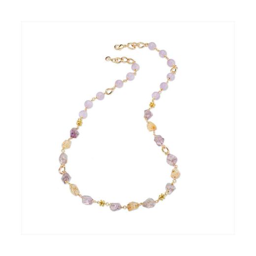 Collar Bronce Dorado Sovrani Mujer J12416 Piedras Lila 80cm