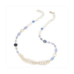 Collar Bronce Dorado Sovrani Mujer J12420 Piedras Azules 90cm