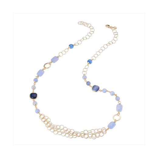 Collar Bronce Dorado Sovrani Mujer J12420 Piedras Azules 90cm