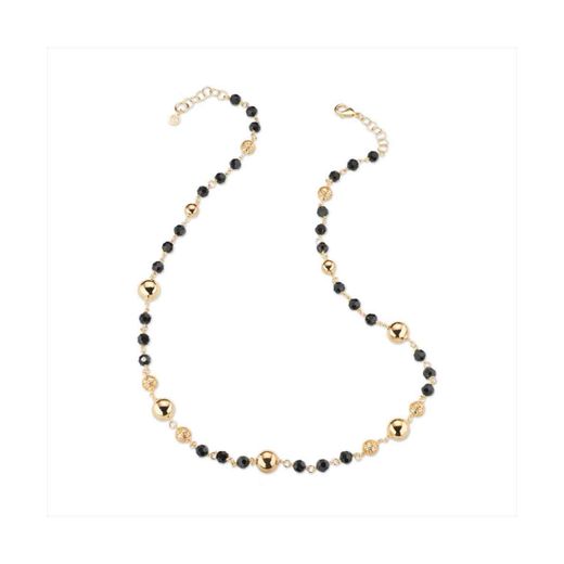 Collar Bronce Dorado Sovrani Mujer J12423 Bolas En Brillo & Negras 80cm