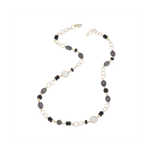 Collar Bronce Dorado Sovrani Mujer J12428 Perlas & Piedras Negras Bicolor Grises 80cm