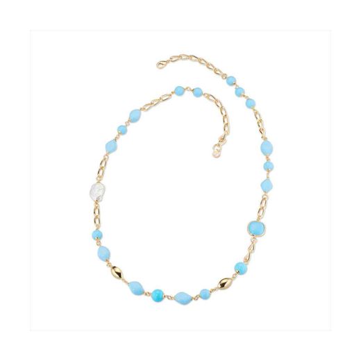 Collar Bronce Dorado Sovrani Mujer J12431 Piedras Azul Claro 82cm