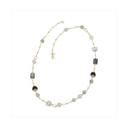 Collar Bronce Dorado Sovrani Mujer J12446 Piedras Grises y Perlas 88cm