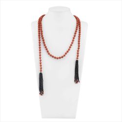 Collar Bronce Dorado Sovrani Mujer J12600 Perlas Rojas & Cristales Negro 135cm