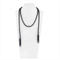 Collar Bronce Dorado Sovrani Mujer J12601 Perlas Negras & Circonitas Negras 135cm