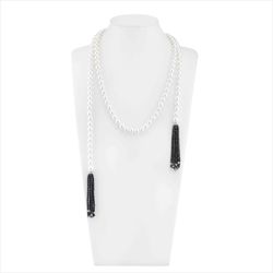 Collar Bronce Dorado Sovrani Mujer J12603 Perlas & Cristales Negros 135cm
