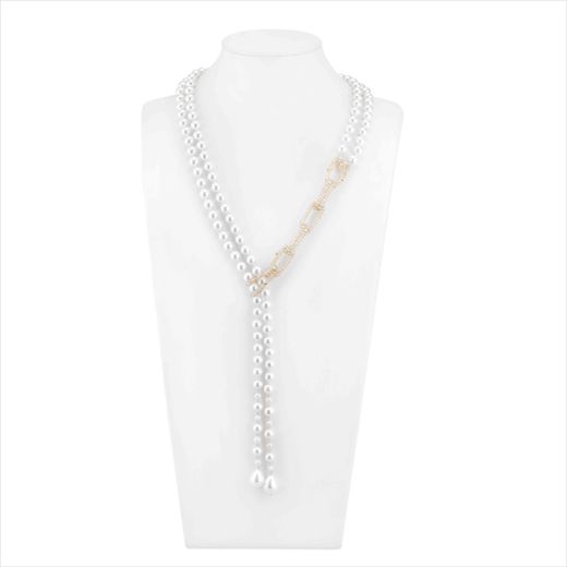 Collar Bronce Dorado Sovrani Mujer J12605 Perlas & Cristales Beige 155cm
