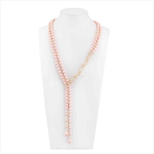 Collar Bronce Dorado Sovrani Mujer J12606 Perlas Rosa & Cristales 155cm
