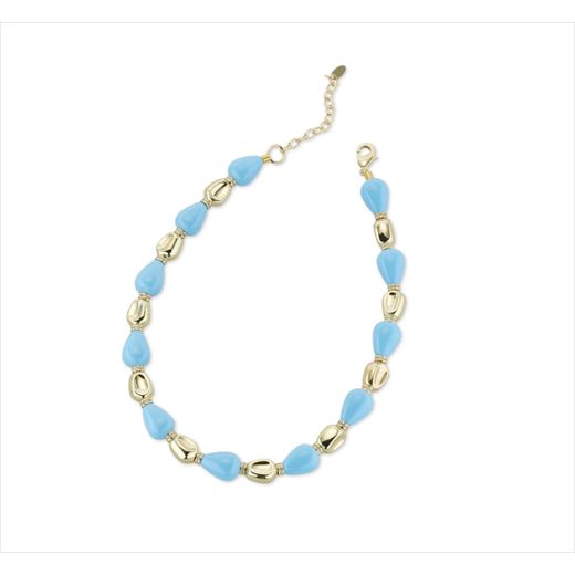 Collar Bronce Dorado Sovrani Mujer J12630 Piedras Turquesa 45+6cm
