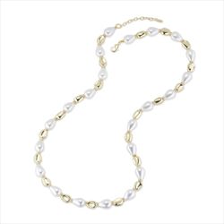 Collar Bronce Dorado Sovrani Mujer J12634 Piedras Ágata Blanca 80+6cm
