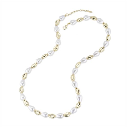 Collar Bronce Dorado Sovrani Mujer J12634 Piedras Ágata Blanca 80+6cm