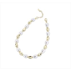 Collar Bronce Dorado Sovrani Mujer J12635 Piedras Ágata Blanca 45+6cm