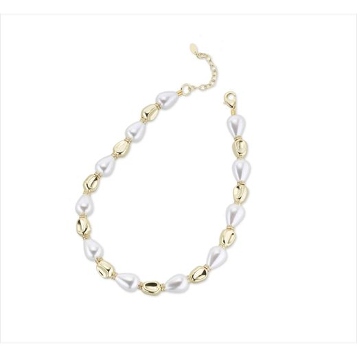 Collar Bronce Dorado Sovrani Mujer J12635 Piedras Ágata Blanca 45+6cm