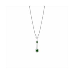 Collar Bronce Plateado N23007EM Colgante Piedras Verdes Circonitas