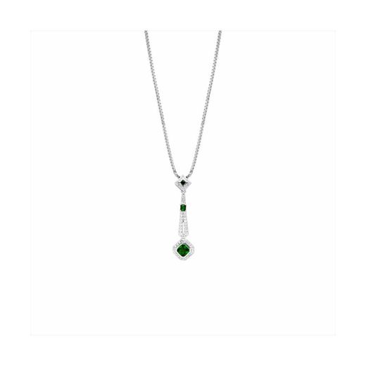 Collar Bronce Plateado N23007EM Colgante Piedras Verdes Circonitas