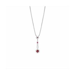 Collar Bronce Plateado N23007RB Colgante Piedras Rojas Circonitas