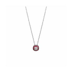 Collar Bronce Plateado N23009RB Colgante Piedras Rojas Circonitas