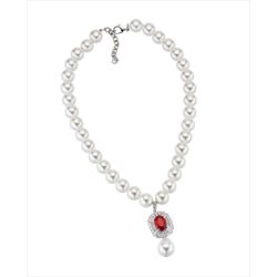Collar Bronce Sovrani Mujer J12610 Perlas C. Colgante Piedra Granate & Circonitas 42+5cm