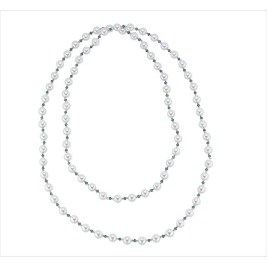 Collar Bronce Sovrani Mujer J12615 Perlas & Circonitas Verdes 110cm
