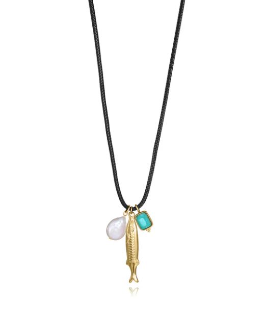 Collar Cordón Acero Dorado Viceroy Mujer 15204C01019 Colgantes Piedra Natural, Perla & Pez