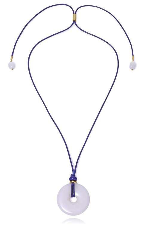 Collar Cordón Negro Acero Dorado Viceroy Mujer 14438C01000 Jade Blanco & Lapislázuli