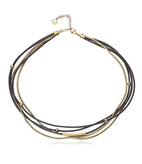 Collar Cordón Negro Acero Dorado Viceroy Mujer 75455C01012 Bolitas En Brillo
