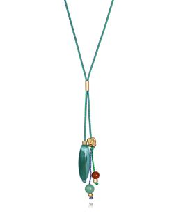 Collar Cordón Verde - Acero Dorado Viceroy Mujer 14358C01016 Piedras Naturales Roja Bicolor Verde